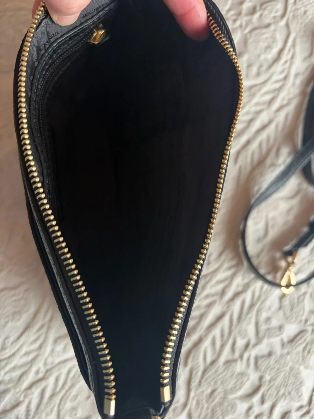 Michael Kors Black Pebbled Leather Clutch with Gold Hardware